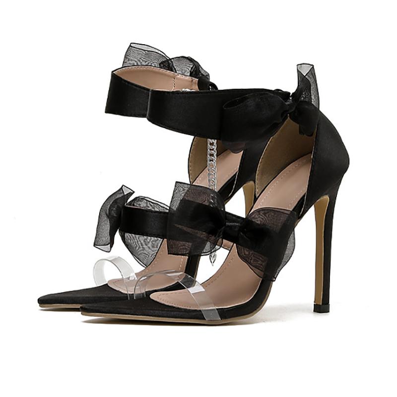 Opp France Simple Satin Bow Heel Sandals