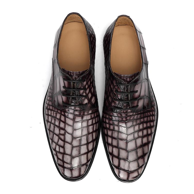 Opp France Square Pattern Brown Crocodile Oxfords