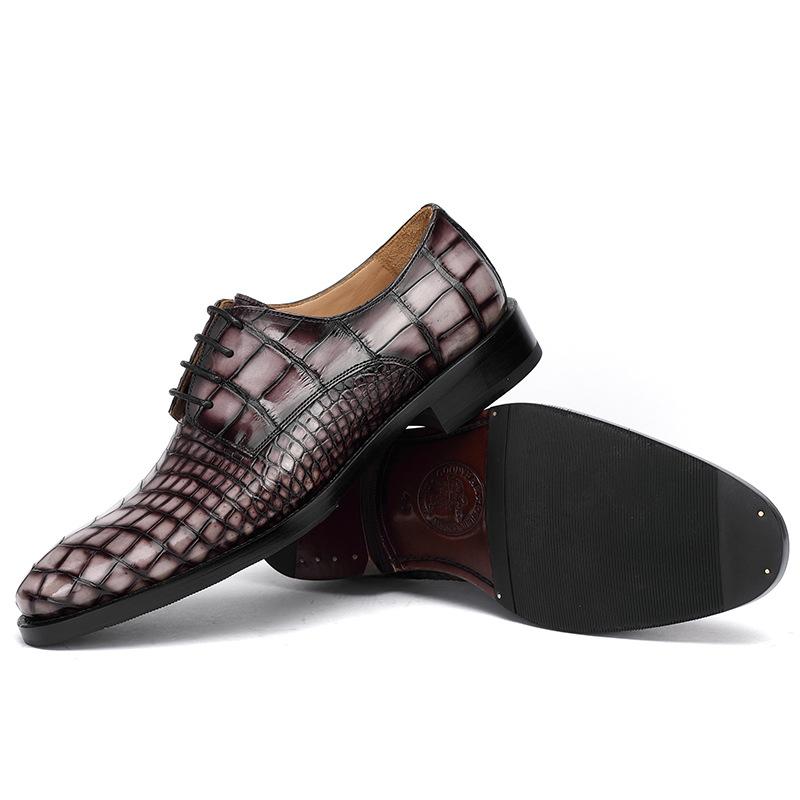 Opp France Square Pattern Brown Crocodile Oxfords