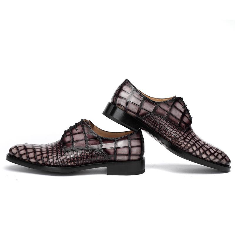 Opp France Square Pattern Brown Crocodile Oxfords