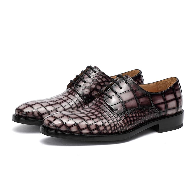opp france Square Pattern Brown Crocodile Oxfords