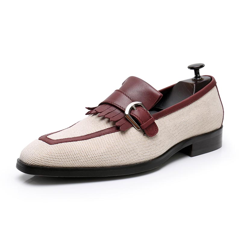 opp france Vintage Buckle Tassel Oxfords Beige