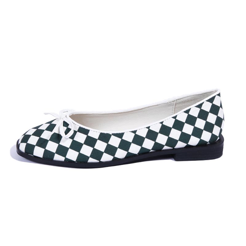 opp france Women Bow Checkerboard Single Shoes