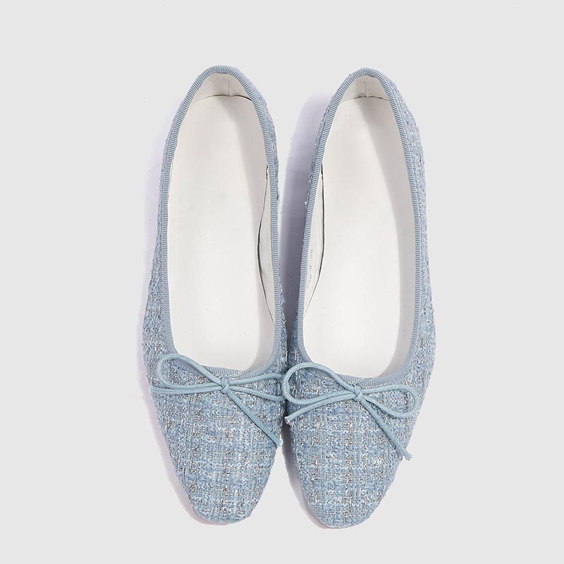 Opp France Women Bow Plaid Flat Shoes