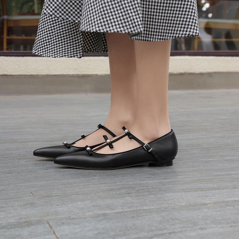 Opp France Women Bow Tie Pearl Single Shoes