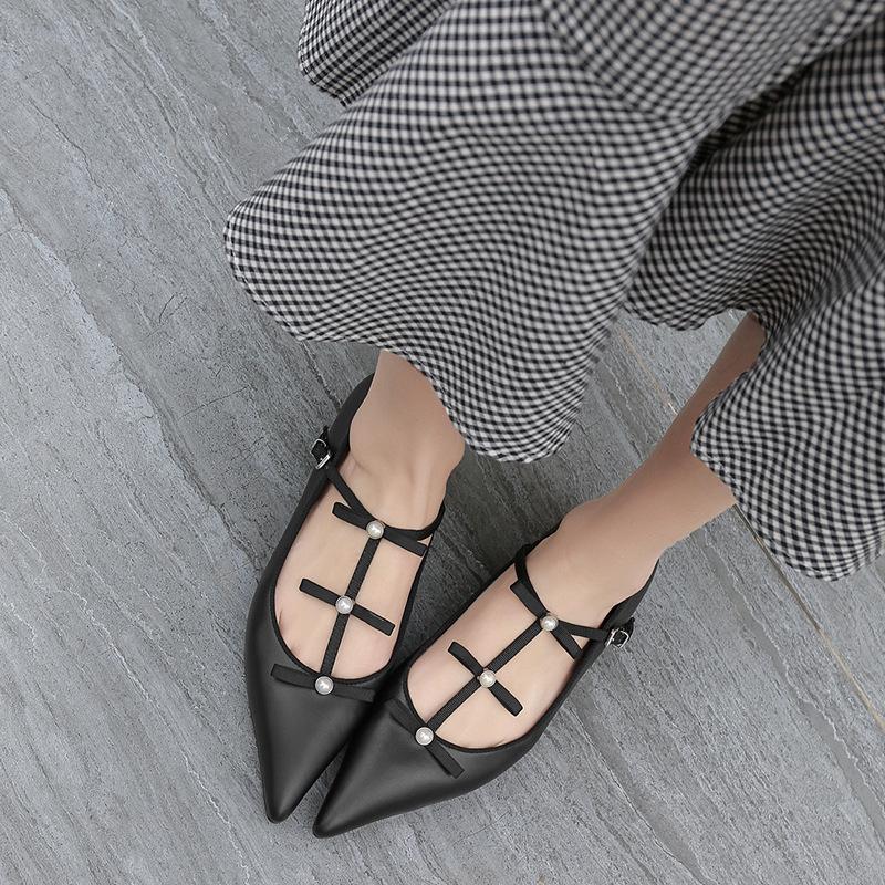 Opp France Women Bow Tie Pearl Single Shoes