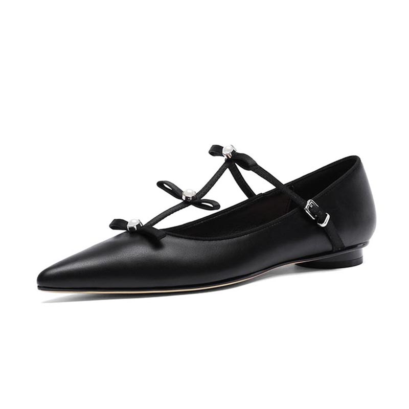 opp france Women Bow Tie Pearl Single Shoes