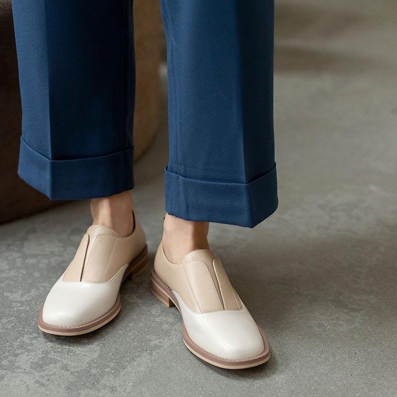 Opp France Women Color Block Round Toe Loafers