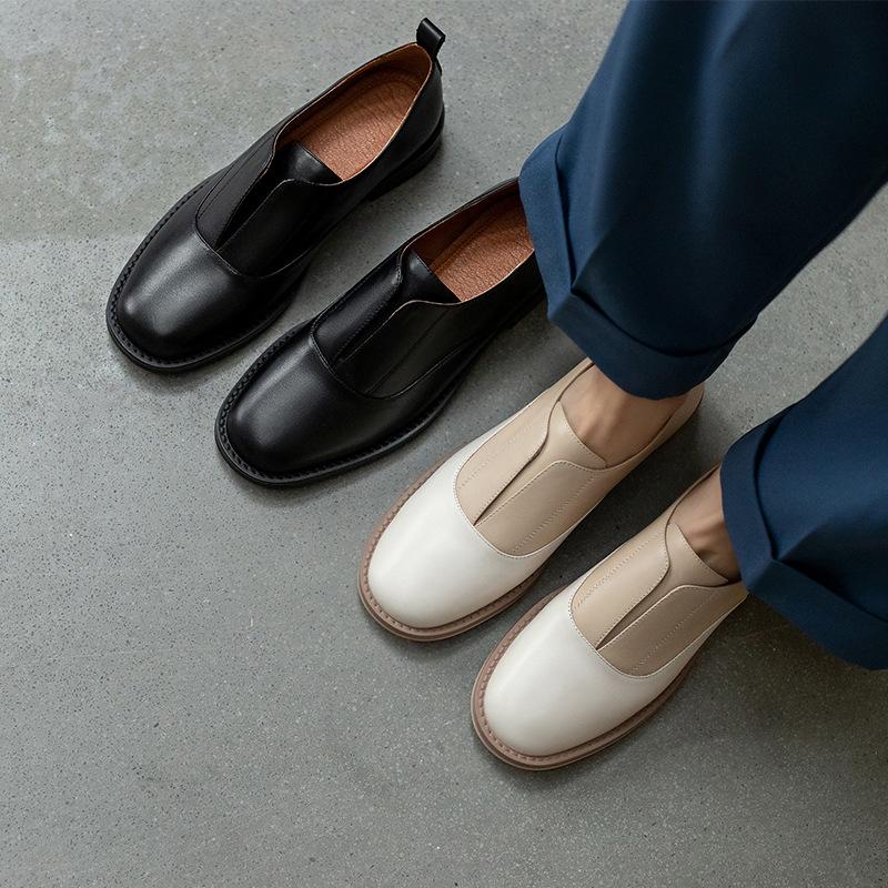 Opp France Women Color Block Round Toe Loafers