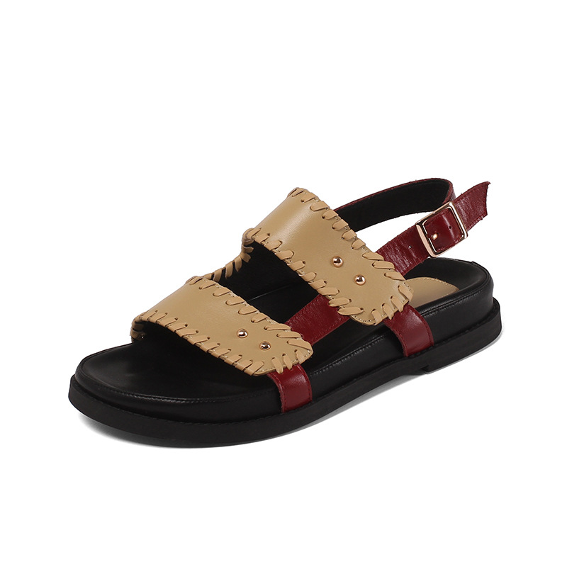 opp france Women Color Contrast Buckle Sandals