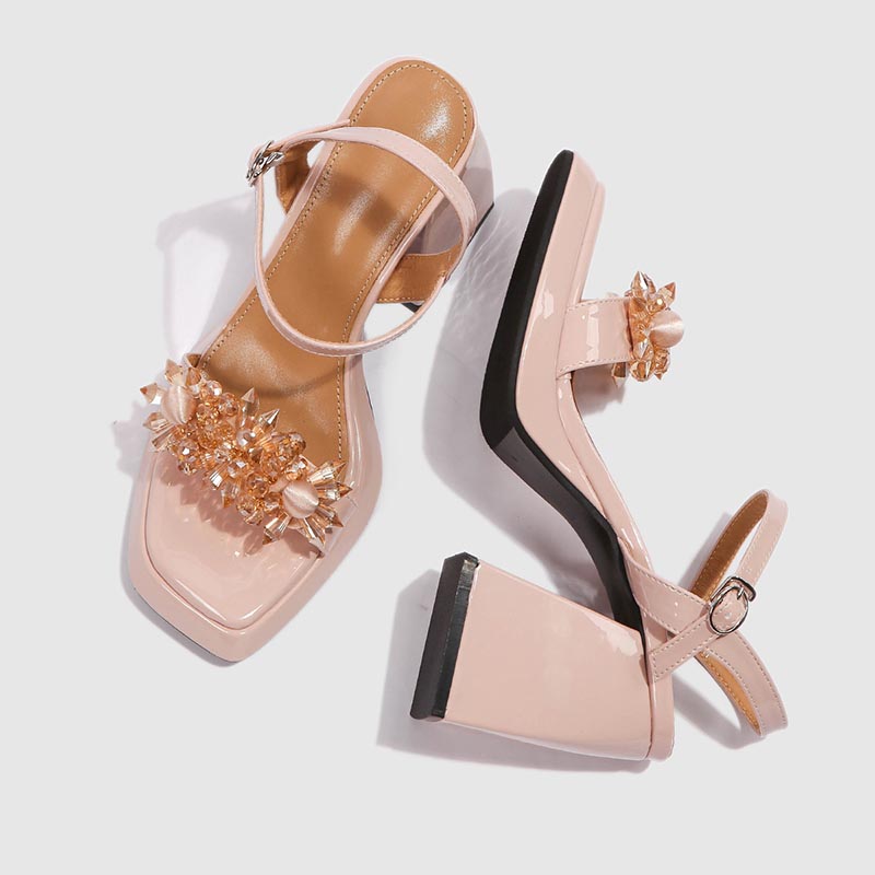 Opp France Women Crystal Chunky Heels