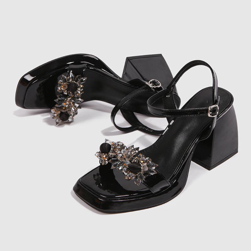 Opp France Women Crystal Chunky Heels