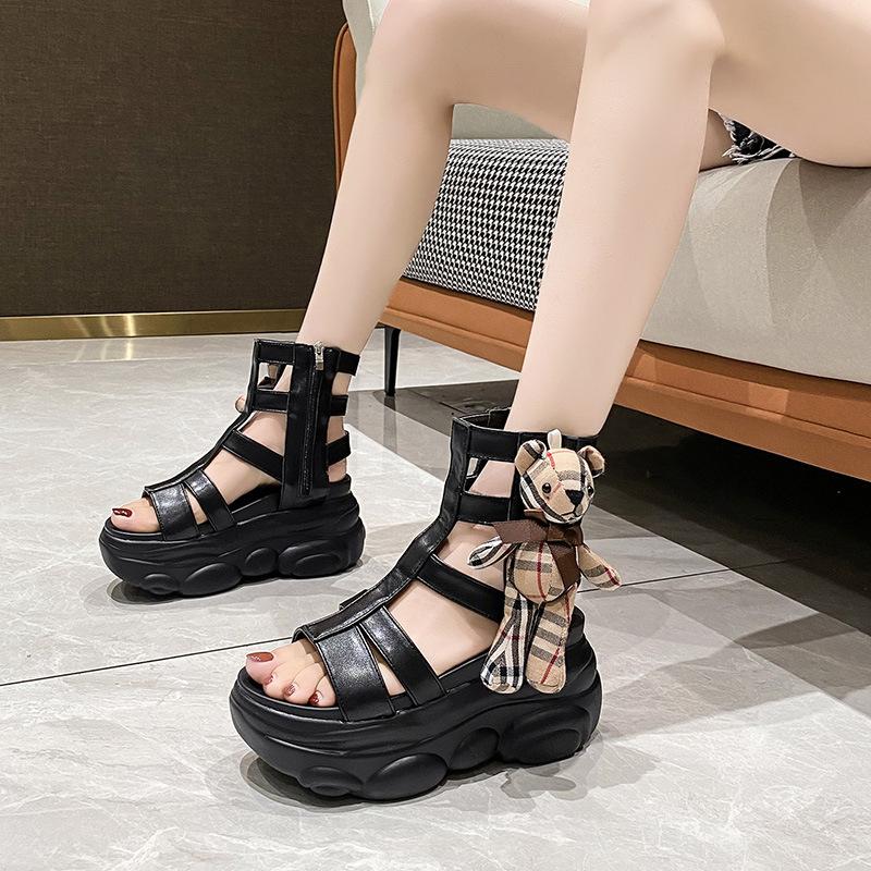 Opp France Women Cutout Platform Roman Sandals