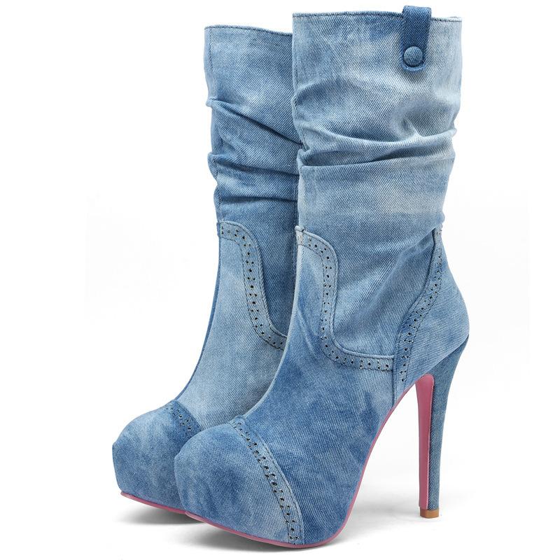 opp france Women Denim High Heels