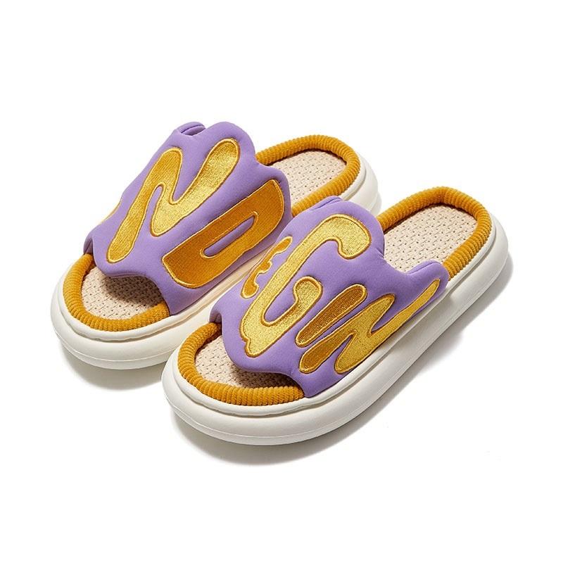 opp france Women Embroidery Slippers Purple
