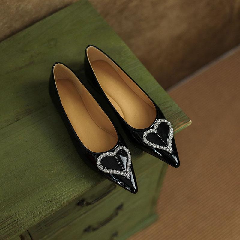 Opp France Women Heart Rhinestone Single Shoes