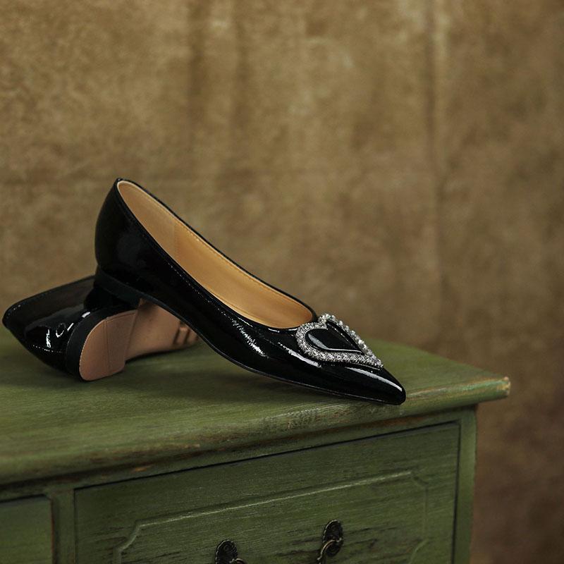 Opp France Women Heart Rhinestone Single Shoes