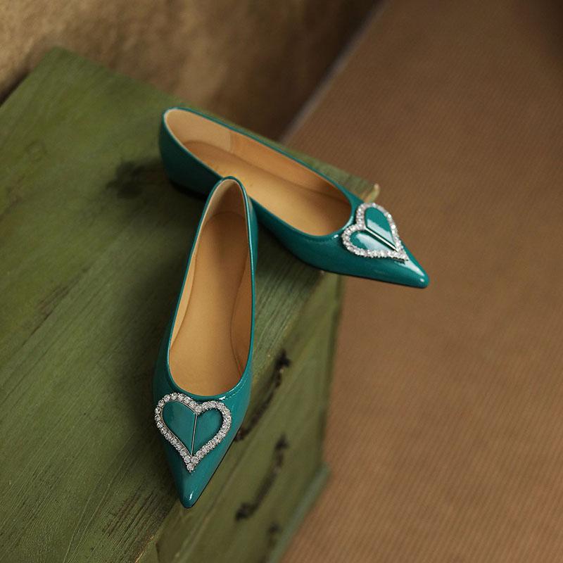 Opp France Women Heart Rhinestone Single Shoes