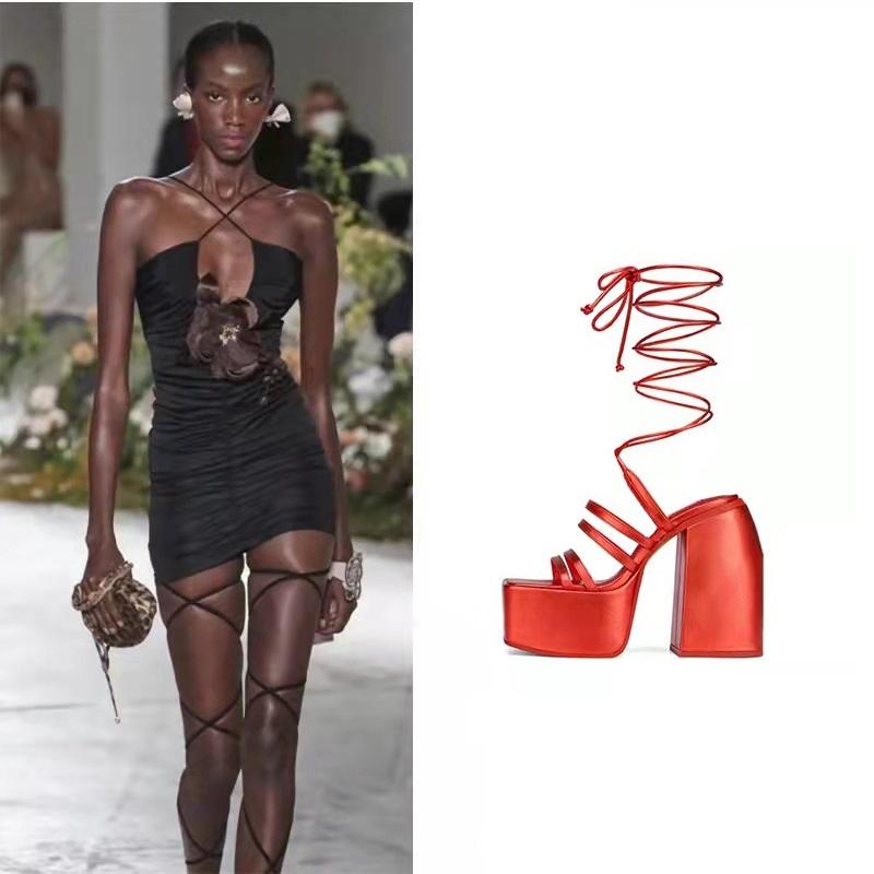 Opp France Women Lace-up High Heels