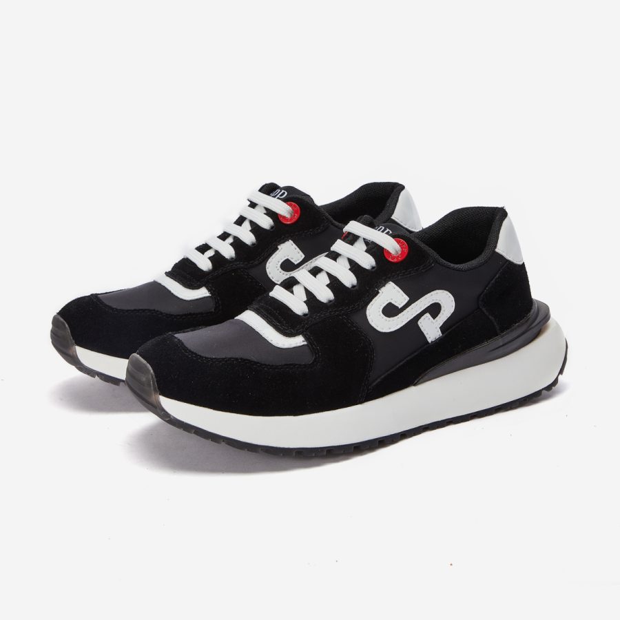Opp France Women Lace-Up Suede Sneaker Black