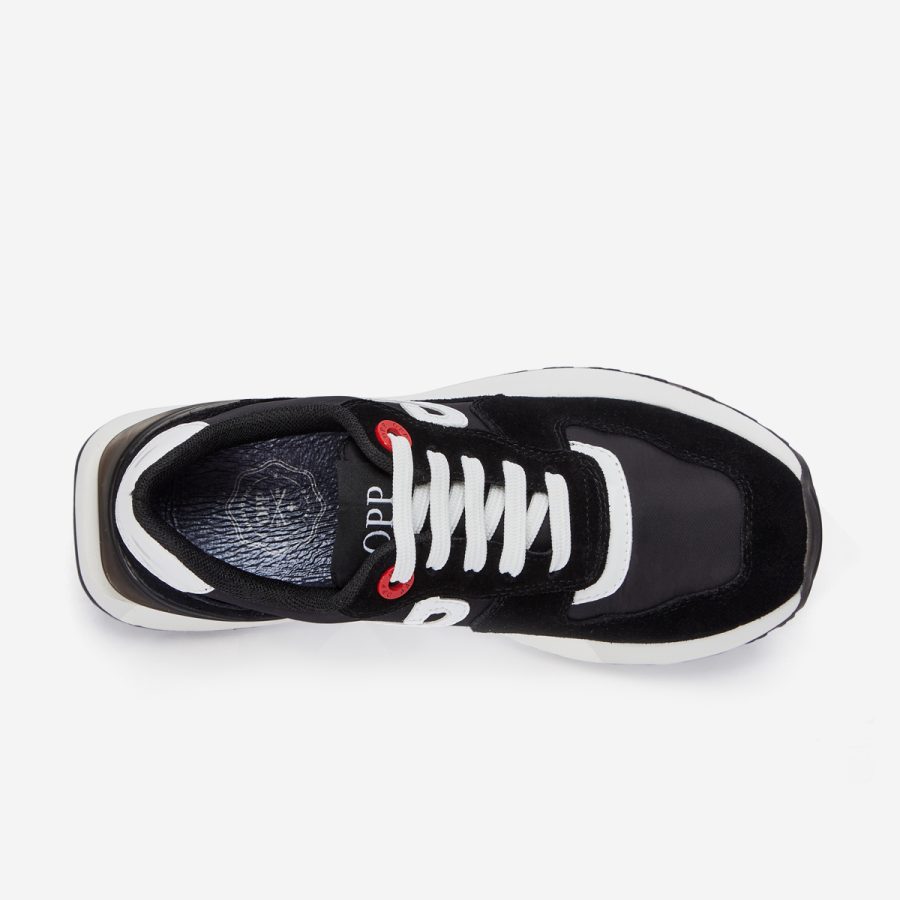 Opp France Women Lace-Up Suede Sneaker Black