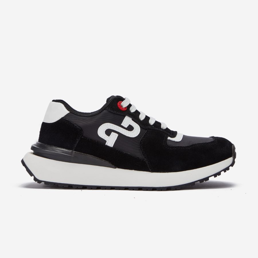 opp france Women Lace-Up Suede Sneaker Black
