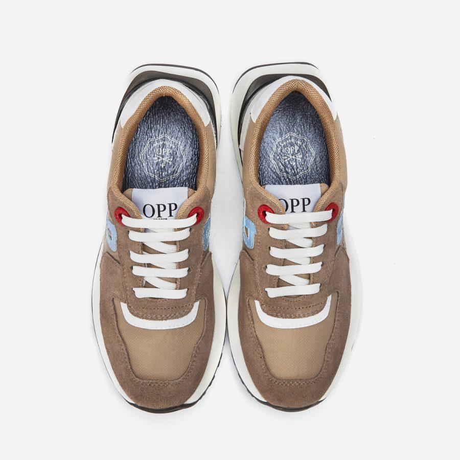 Opp France Women Lace-Up Suede Sneaker Khaki