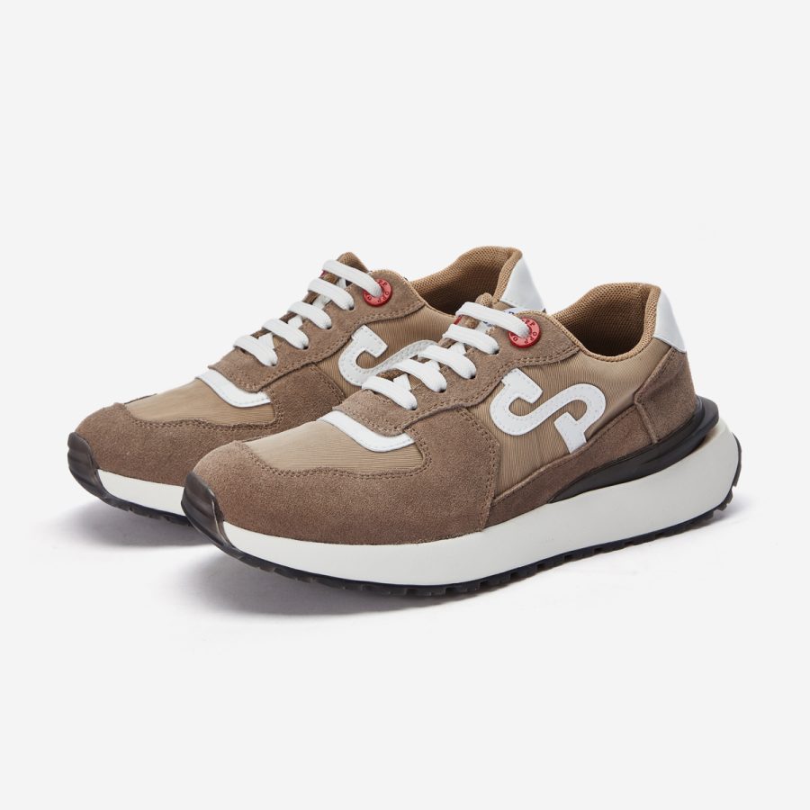 Opp France Women Lace-Up Suede Sneaker Khaki