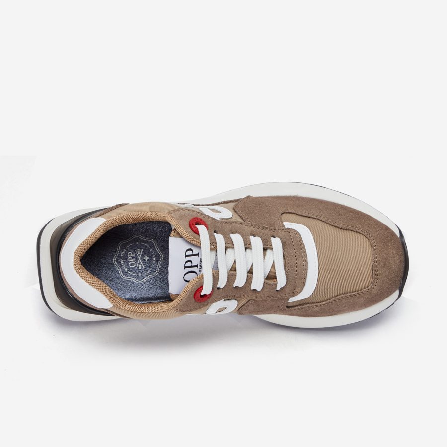 Opp France Women Lace-Up Suede Sneaker Khaki