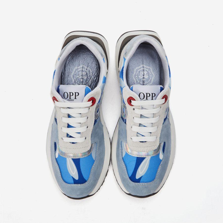 Opp France Women Lace-Up Suede Sneaker Light Blue