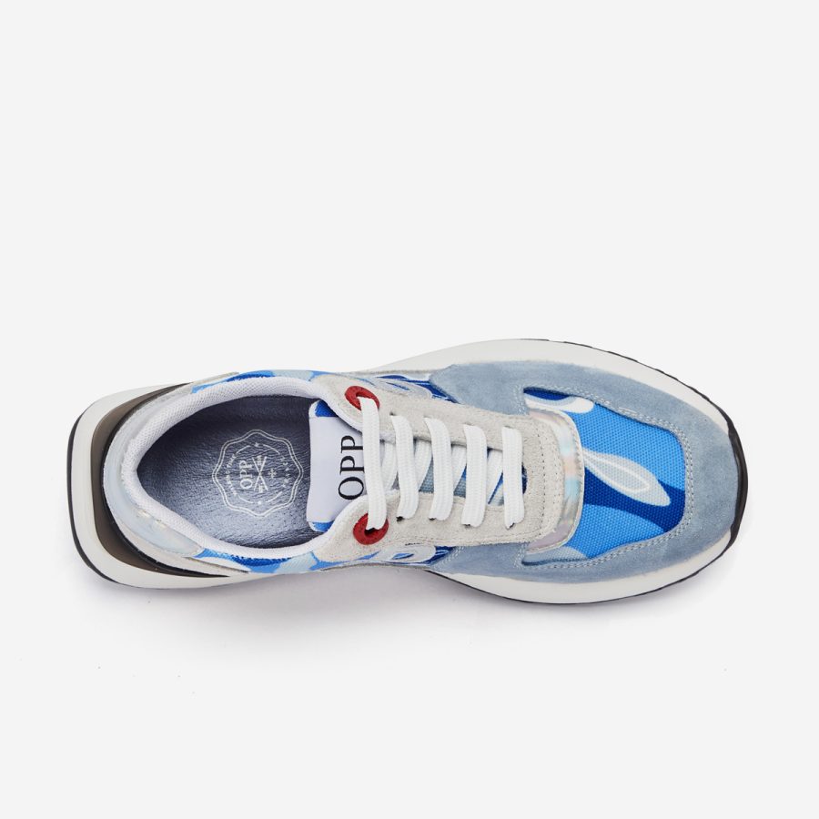 Opp France Women Lace-Up Suede Sneaker Light Blue