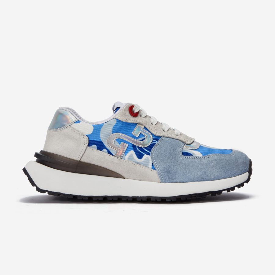 opp france Women Lace-Up Suede Sneaker Light Blue