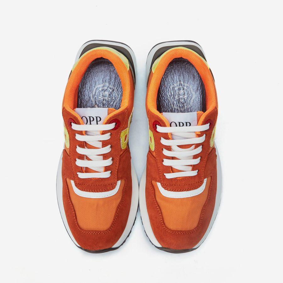 Opp France Women Lace-Up Suede Sneaker Orange