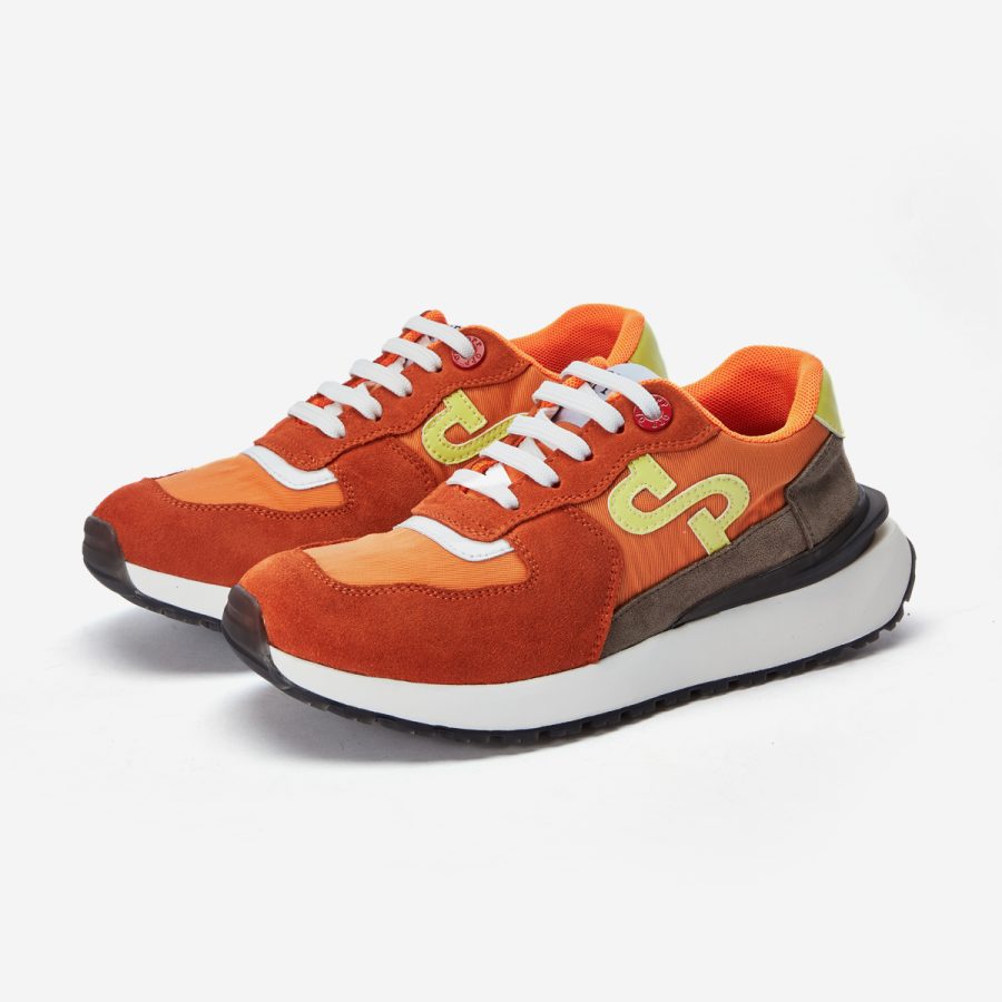 Opp France Women Lace-Up Suede Sneaker Orange