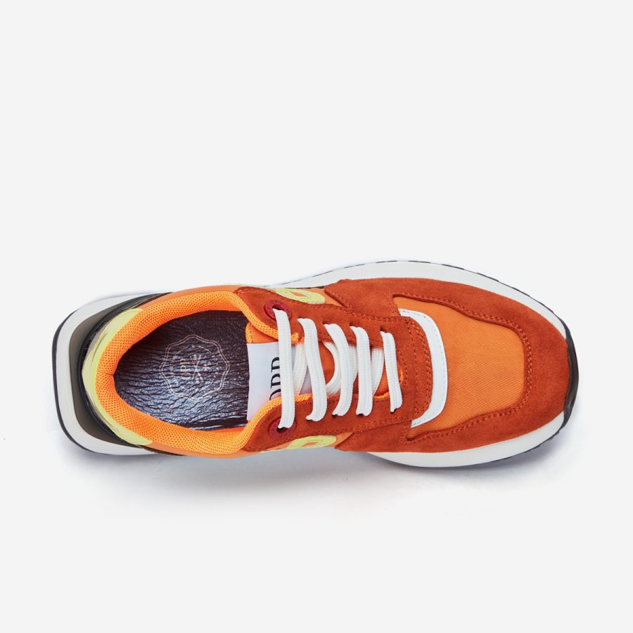 Opp France Women Lace-Up Suede Sneaker Orange