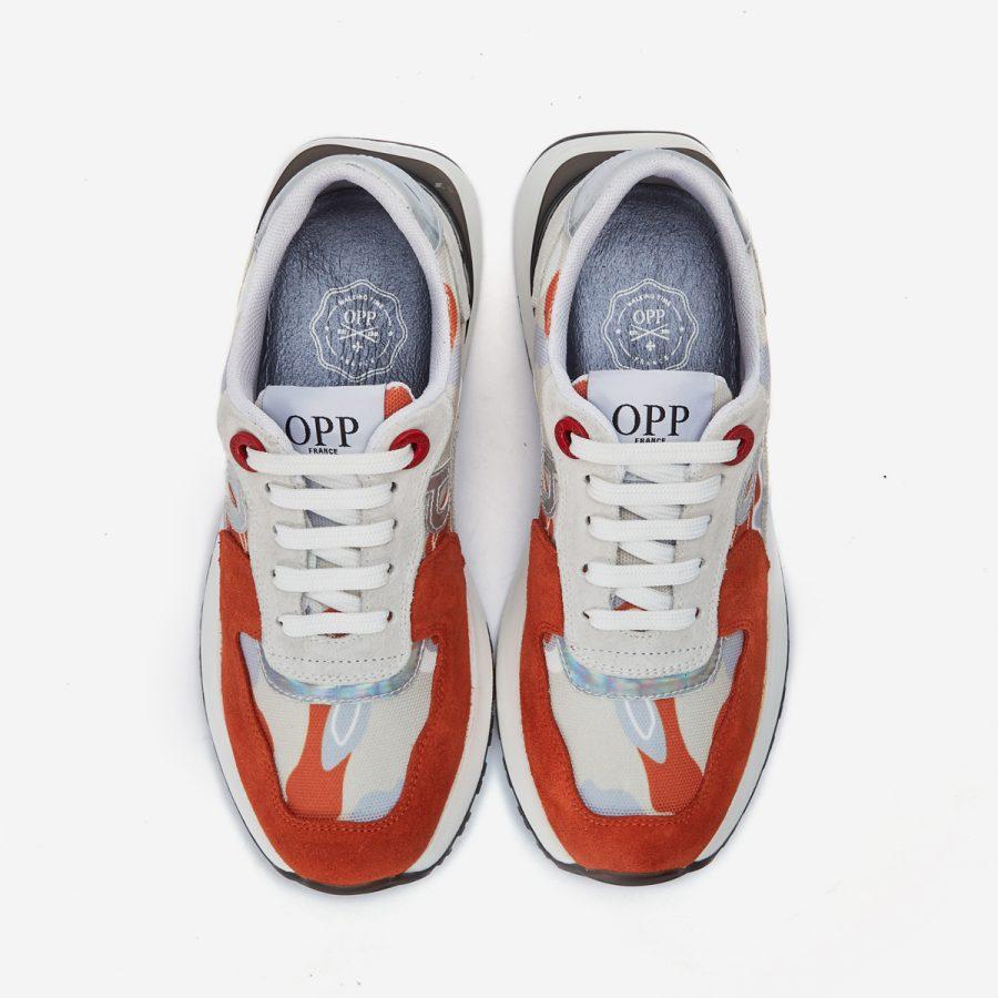 Opp France Women Lace-Up Suede Sneaker Orange