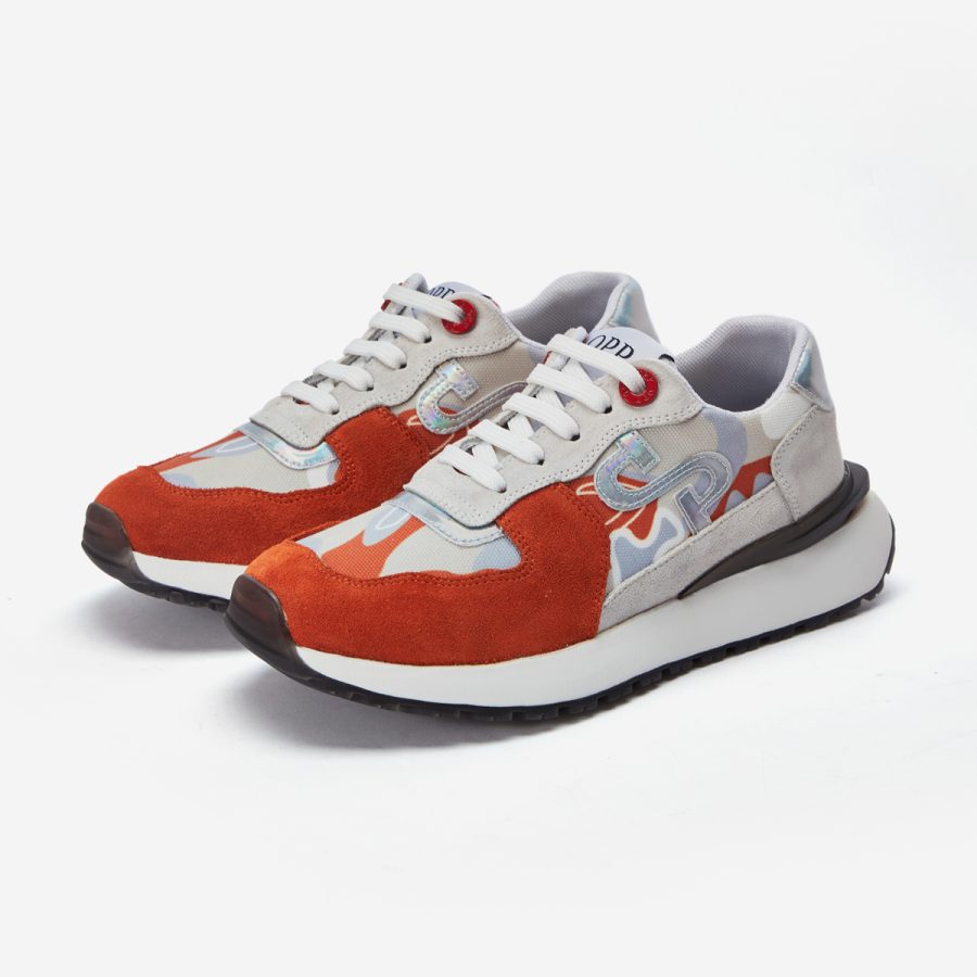 Opp France Women Lace-Up Suede Sneaker Orange