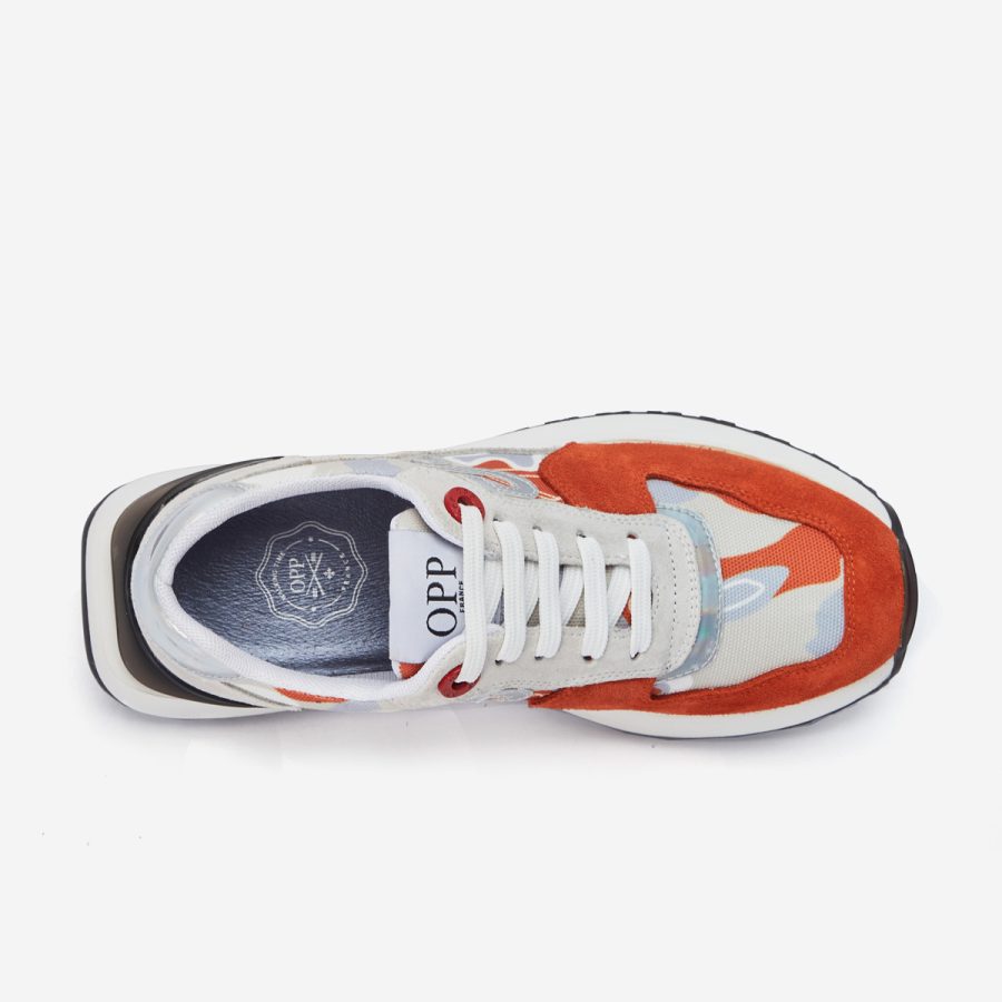 Opp France Women Lace-Up Suede Sneaker Orange