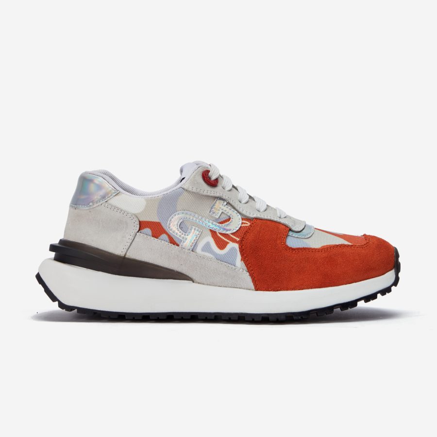 opp france Women Lace-Up Suede Sneaker Orange