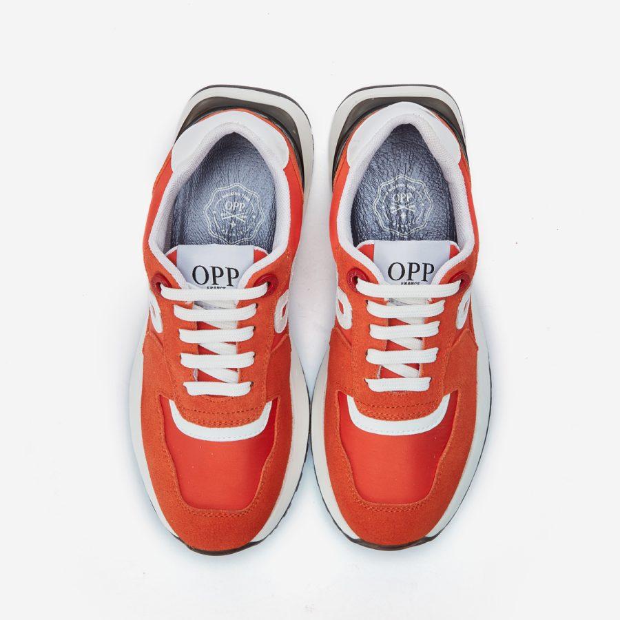 Opp France Women Lace-Up Suede Sneaker Orange Red