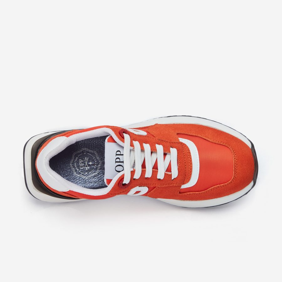 Opp France Women Lace-Up Suede Sneaker Orange Red