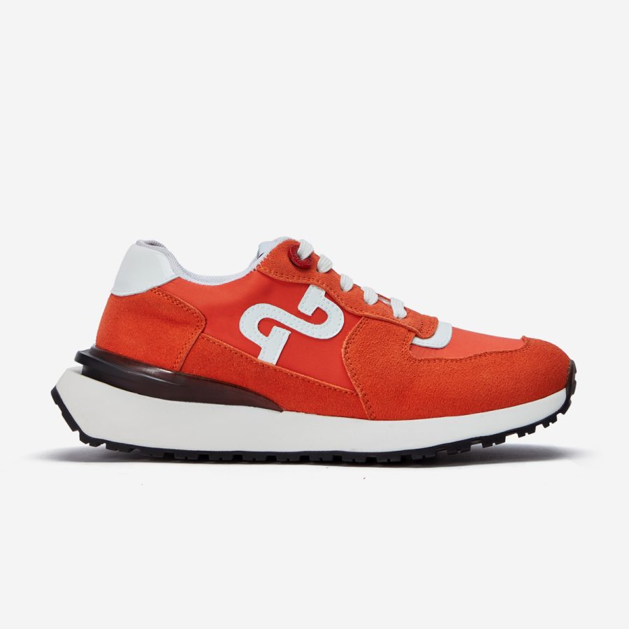 opp france Women Lace-Up Suede Sneaker Orange Red