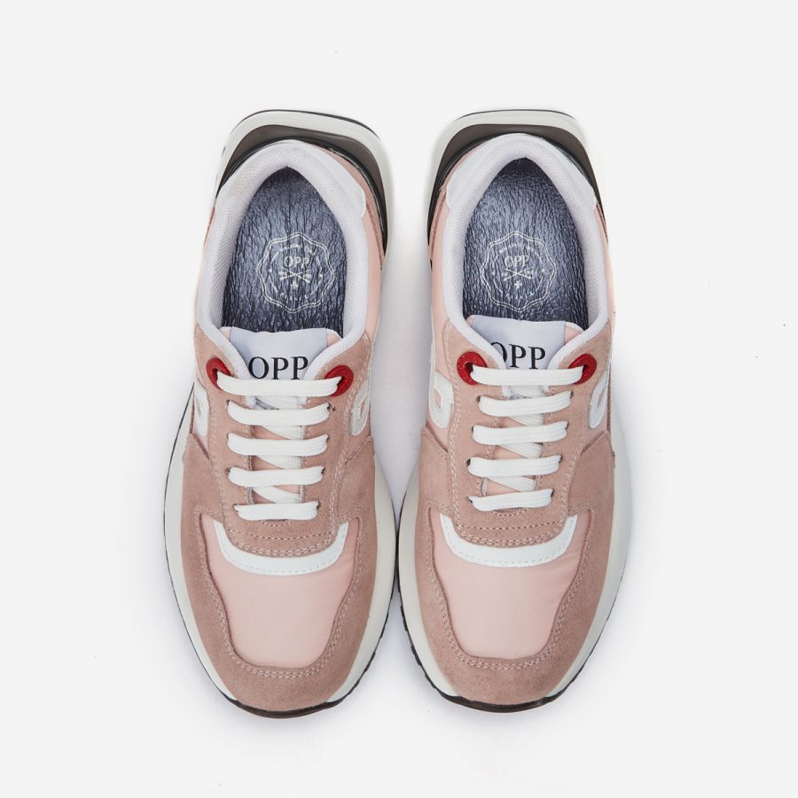 Opp France Women Lace-Up Suede Sneaker Pink