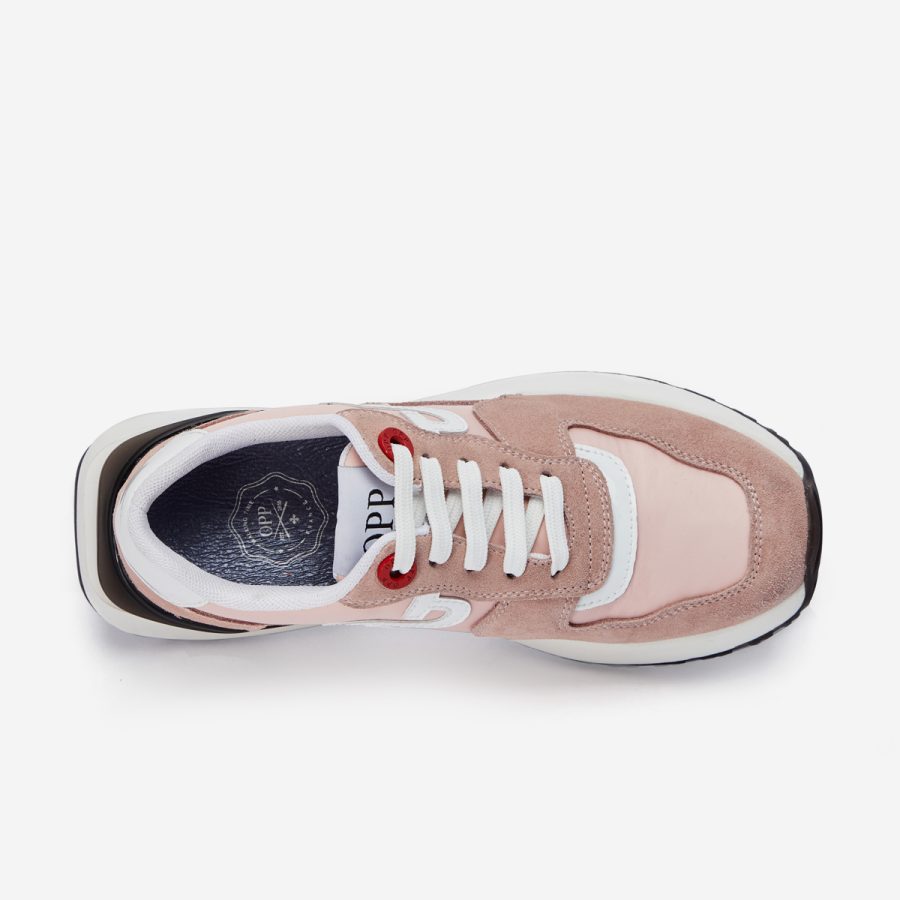 Opp France Women Lace-Up Suede Sneaker Pink
