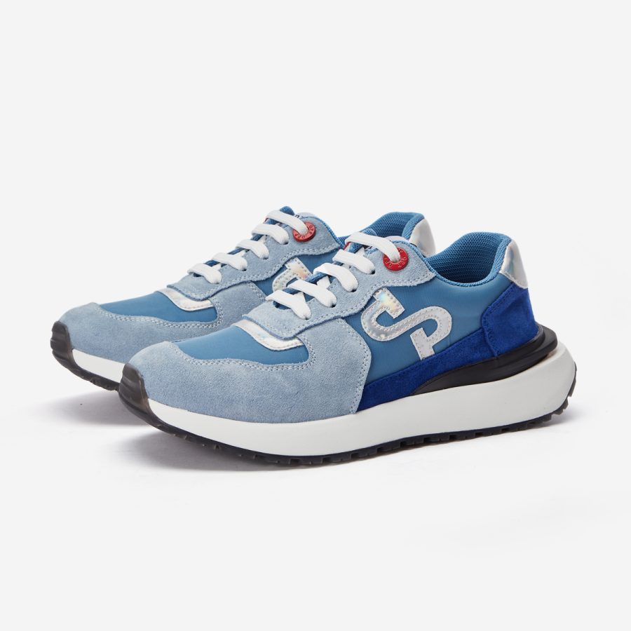 Opp France Women Lace-Up Suede Sneaker Sky Blue