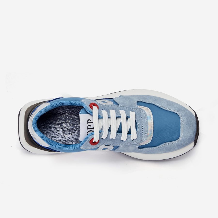 Opp France Women Lace-Up Suede Sneaker Sky Blue