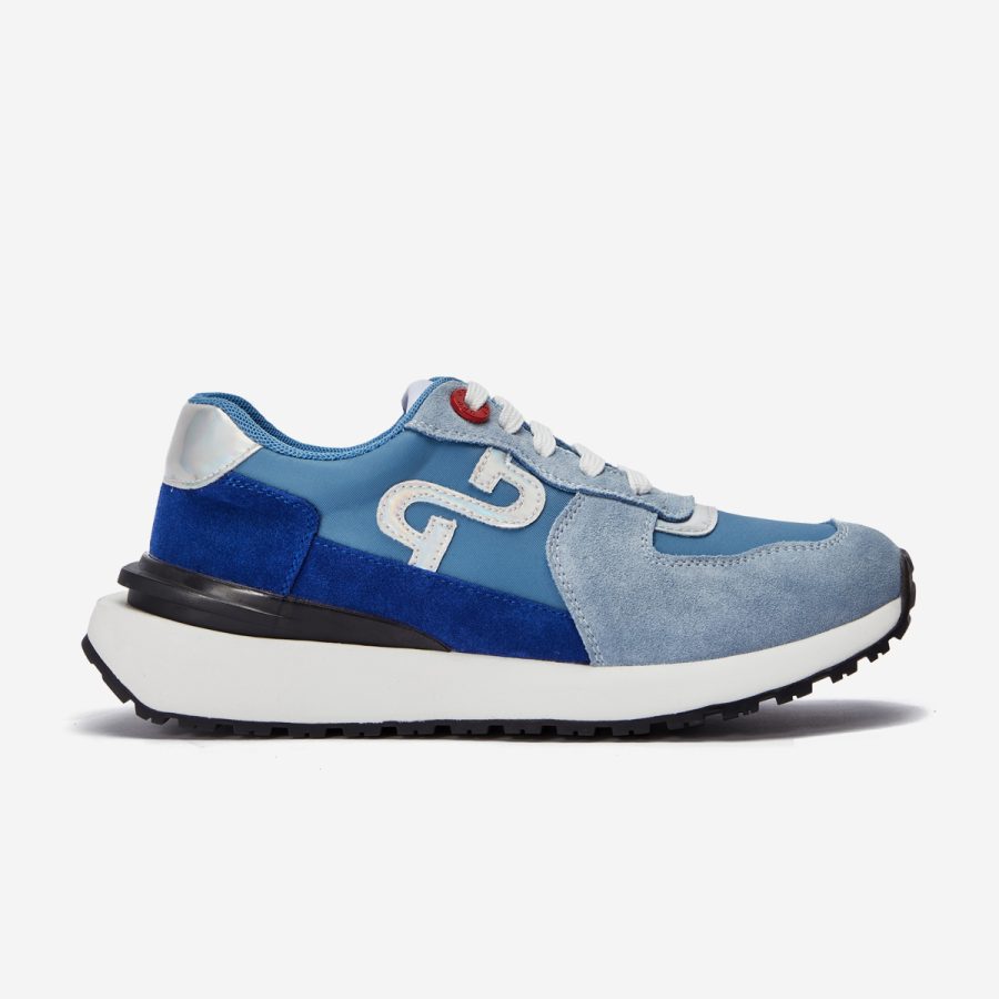 opp france Women Lace-Up Suede Sneaker Sky Blue