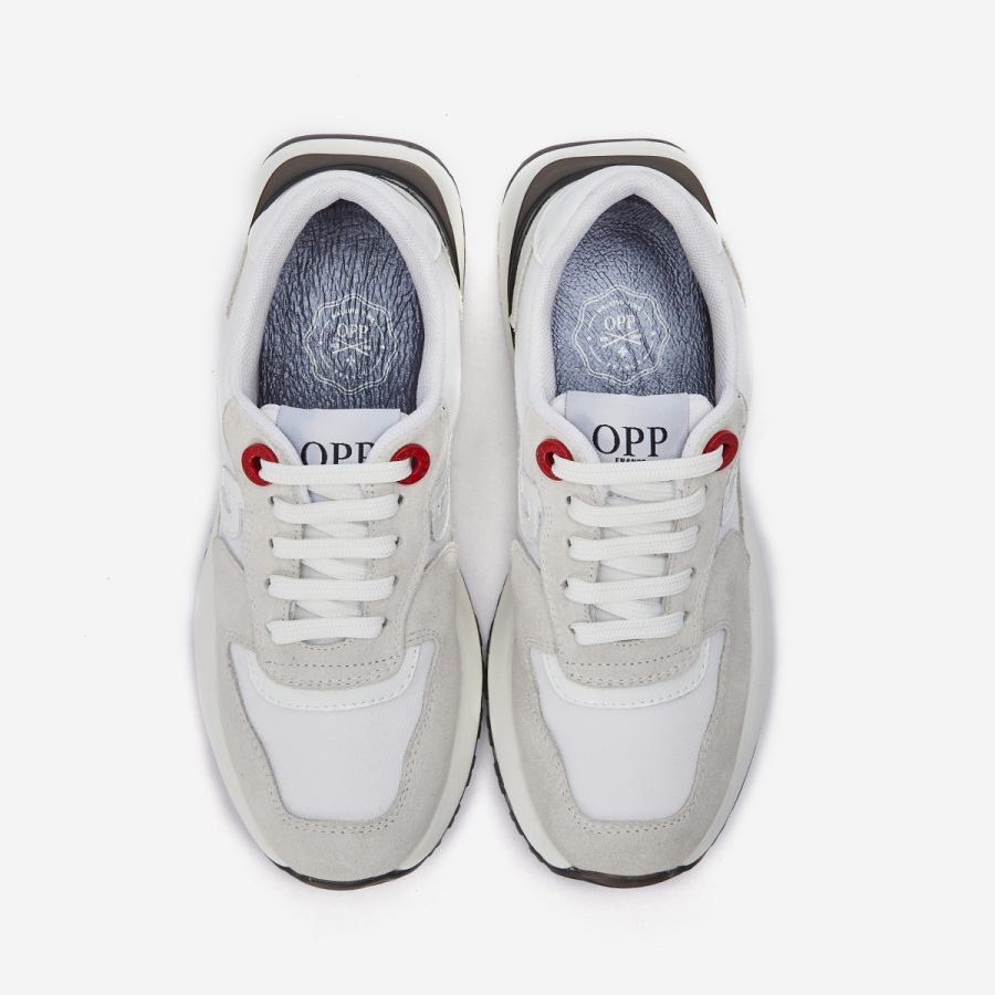 Opp France Women Lace-Up Suede Sneaker White