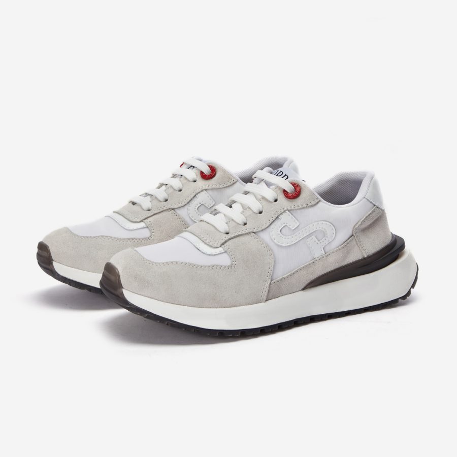 Opp France Women Lace-Up Suede Sneaker White
