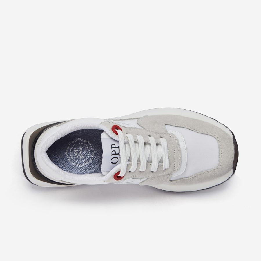 Opp France Women Lace-Up Suede Sneaker White